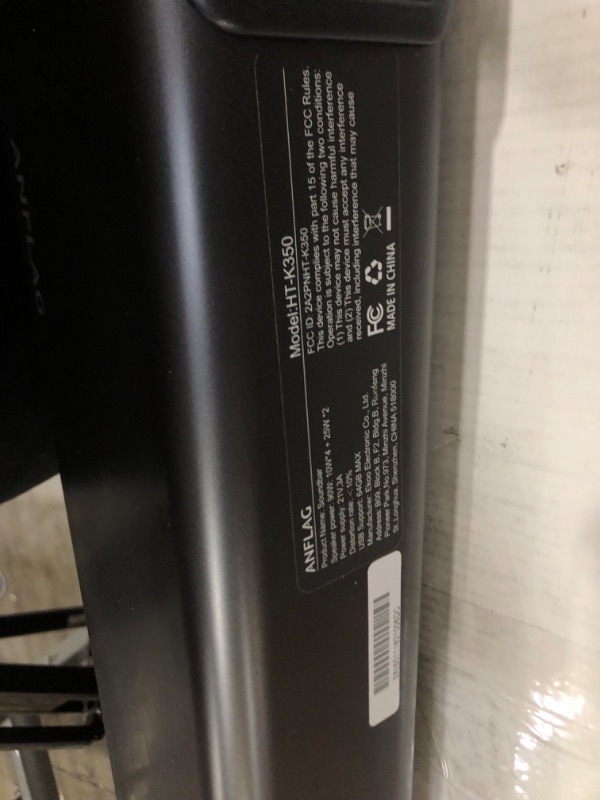 Photo 1 of **previously opened and used** ANFLAG Sound Bar for TV, 38 Inch Soundbar with Dual Built-in Subwoofer, 90W Wired & Wireless Bluetooth 5.0/HDMI/Optical/Aux/USB, 3D Stereo Sound,Black, (HT-K350)
