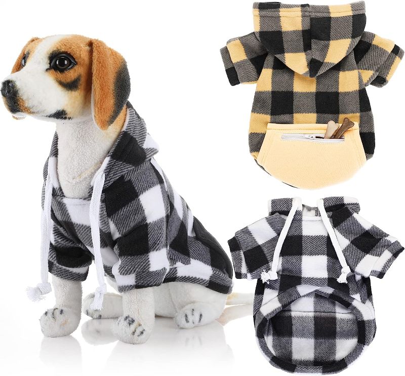 Photo 1 of Plaid Dog Hoodies Buffalo Dog Hooded Sweatshirts Dog Cold Weather Coats Pet Clothes Apparel with Pocket for Small Medium Dogs