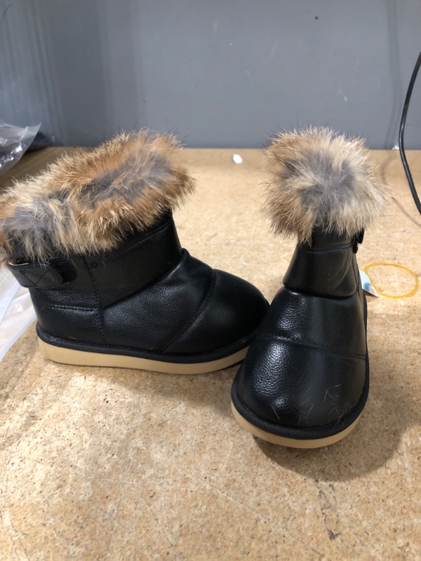 Photo 1 of WYSBAOSHU Girl's Winter Snow Boots Warm Outdoor Faux-Fur Flat Shoes(Toddler/Little Kid) 4.5 Toddler Black