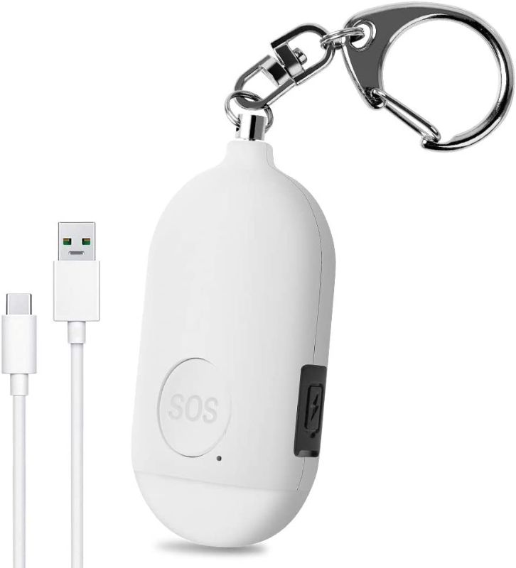 Photo 1 of Evershop Personal Alarm Safe Sound - 130dB USB Rechargeable Emergency Self Defense Keychain Siren Security Alarms Safety Devices for Women Kids Elderly with SOS Alert Panic Button LED Flashlight