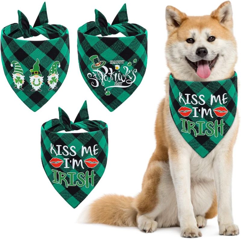 Photo 1 of *See Notes** St. Patrick’s Day Dog Bandanas 3Pcs (3 pack) Small 