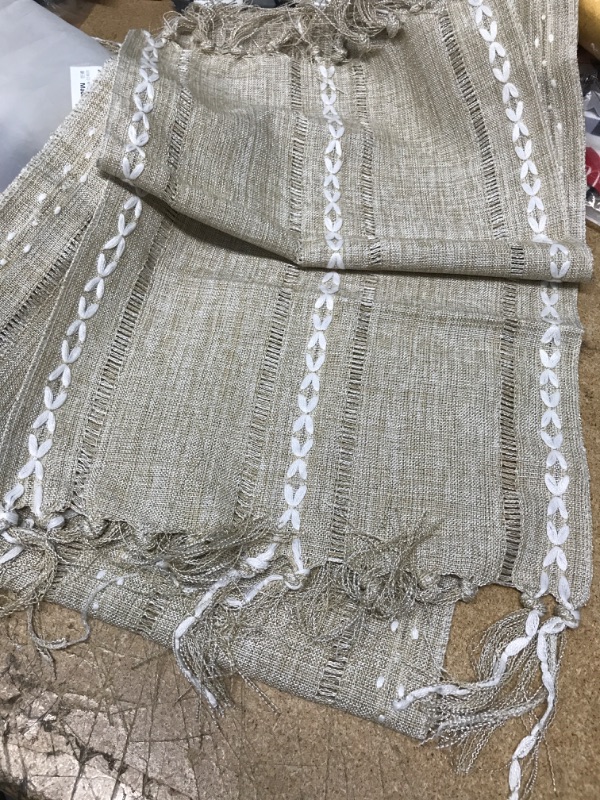 Photo 2 of (3 pack) AOMGD 90" Farmhouse Table Runner,Hand-Woven Boho Table Runners with Tassels for Bohemian, Rustic,Bridal,Shower,Wedding, Dinner ,13 x 90 Inches-Buff Buff 90
