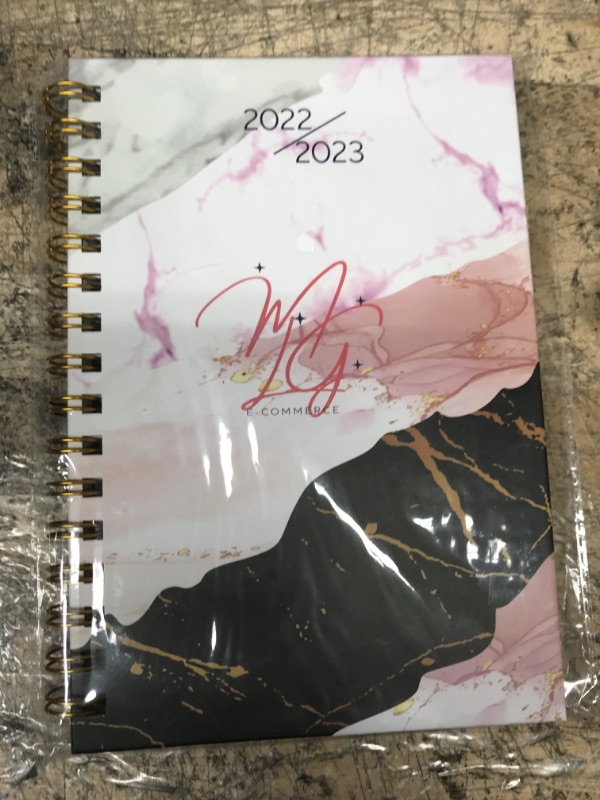 Photo 2 of 2022-2023 Agenda Planner, Monthly & Yearly Planner Calendar, Student Journal, A5 Agenda Calendar Organizer, 8.5" x 5.4" Gold Spiral Planner, Oct. 2022 - Dec. 2023 Daily Organizer, Note Taking, Annual Planner. Marble Colour, MLG e-commerce Agenda Planner w