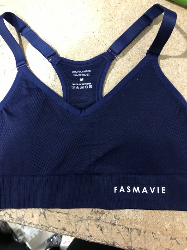 Photo 1 of FASMAVIE Women's Sports Seamless Supportive Racerback Bra by Soft, Stretchy, Airy Polyamide for Gyms, Workout, Yoga size M