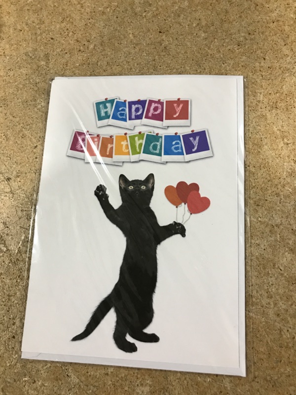 Photo 2 of Happy Birthday card with cats, black cat birthday card and envelope