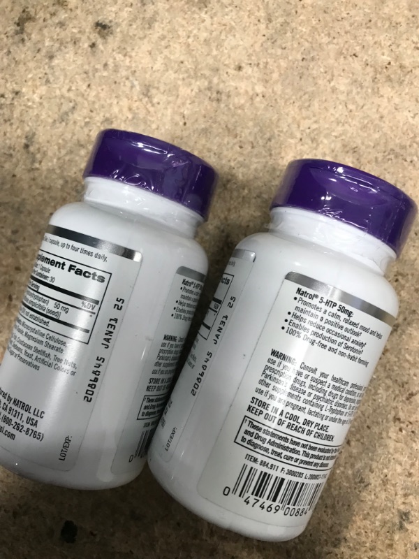 Photo 2 of 2PK-- EXPIRE * 01/31/25**Natrol 5-HTP - 50 mg - 30 Caps