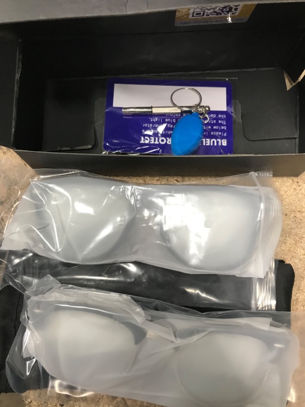 Photo 2 of 2 BOXES OF 2 PK BOSSWIN Blue Light Glasses, 2 Pack, Fashion Round Half Frame, Computer/Game/Reading/TV Blue Light Blocking Glasses Black+silver