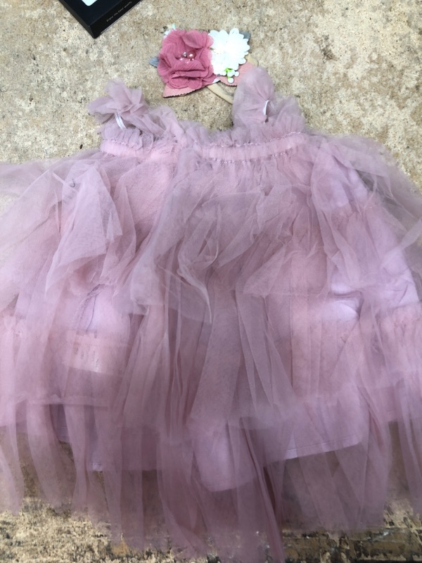 Photo 1 of Baby Girl Tulle Dress,Toddler Girl Tutu Dress Sleeveless Layered Princess Sundress with Flower Headband 6 MONTHS