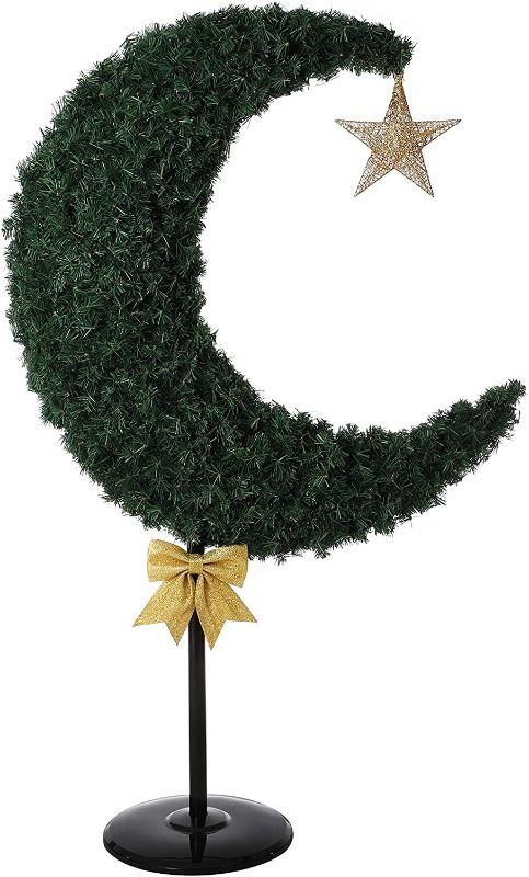 Photo 1 of 6ft 120 LED Lighted Crescent Moon Eid Tree Ramadan Mubarak Muslim al adha Party Wedding Living Room Indoor Outdoor Decor
