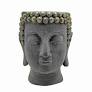 Photo 1 of 9 in. Gray Polyresin Buddha Head Planter
