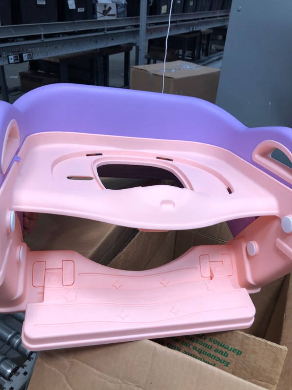 Photo 2 of Used*** Potty Training Seat with Ladder and Toddler Toilets with Standalone Urinal,Foldable and Easy to Clean with Soft Mat,Purple and Pink, Great for Ages 1-10 Boys and Girls,QH baby Purple/pink PU Soft Seat Cushion