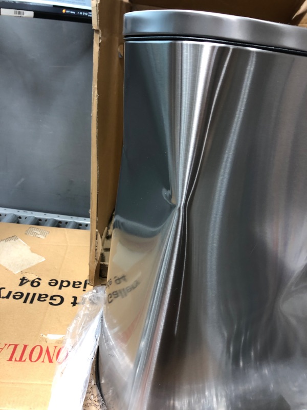 Photo 1 of QUALIAZERO 50L/13Gal Heavy Duty Hands-Free Stainless Steel Commercial/Kitchen Step Trash Can, Fingerprint-Resistant Soft Close Lid Trashcan, 50L / 13 GAL * DENTED *