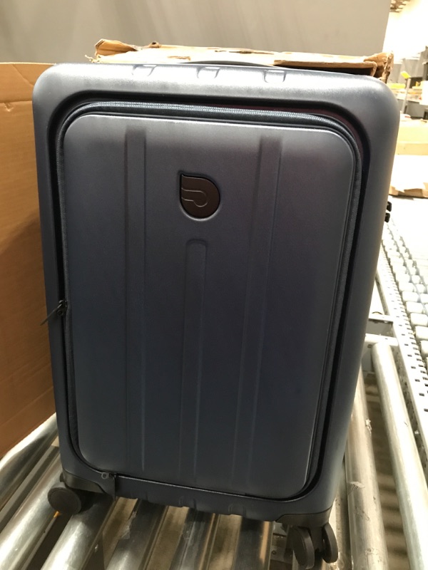 Photo 1 of Aerotrunk Carry on Luggage with Laptop Computer Compartment - Hardside Multifunctional Business Suitcase with Front Pocket - Laptop Sleeve Luggage with Double Spinner Wheels (Blue, Carry-on 21-Inch) Carry-on 21-Inch Blue