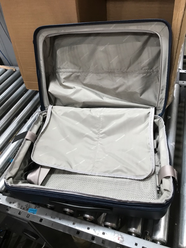Photo 1 of Aerotrunk Carry on Luggage with Laptop Computer Compartment - Hardside Multifunctional Business Suitcase with Front Pocket - Laptop Sleeve Luggage with Double Spinner Wheels (Blue, Carry-on 21-Inch) Carry-on 21-Inch Blue