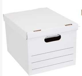 Photo 1 of Amazon Basics Storage and Filing Boxes, Legal/Letter Size, 16.2 x 12.5 x 10.5 Inches, Basic Duty - Pack of 20 & Medium Moving Boxes with Lid and Handles, 19 x 14.5 x 15.5 inches 