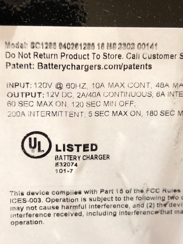 Photo 4 of Schumacher Automatic Battery Charger and Engine Starter - 200 Amp 12V - Cars, SUVs, and Small Trucks