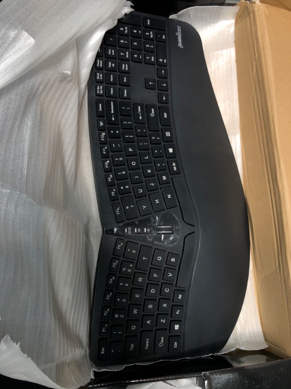 Photo 2 of Perixx Periduo-605, Wireless Ergonomic Split Keyboard and Vertical Mouse Combo, Adjustable Palm Rest and Membrane Low Profile Keys, Black, US English Layout (11633)