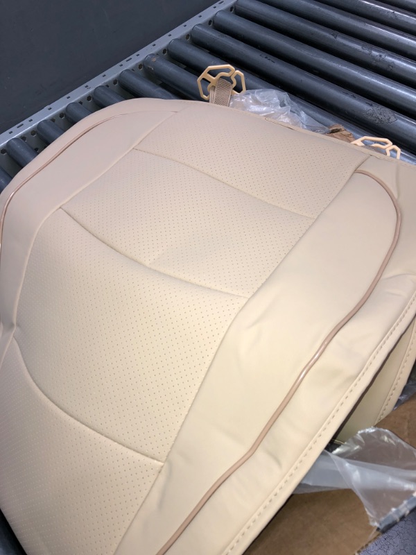 Photo 3 of 1pcs Luxury Car Seat Backrest Protector Cover Car Interior PU Leather Car Seat Cover Universal Anti-Slip Seat Cover (Beige Backrest)