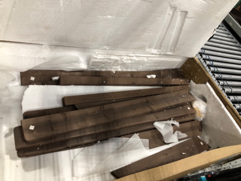 Photo 1 of KidKraft Outdoor Table & Bench Set with Cushions and Umbrella, Gray and White Stripes ***Pieces are loose in box, unknown if anything is missing.**