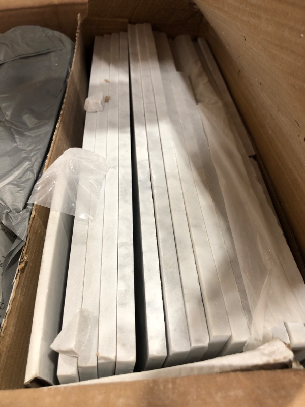 Photo 3 of ***Some tiles are broken due to shipping and handling .***
MSI Carrara White 12 inch x 4 inch Honed Marble Subway Tile for Kitchen Backsplash, Floor Tile, Wall Tile for Bathroom, Shower Wall Tile, 4x12 inch Mosaic Tile