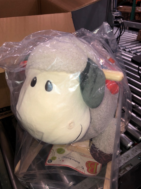 Photo 2 of B. Toys – Loopsy Wooden Rocking Sheep – Rodeo Rocker – Plush Ride On Sheep Rocking Horse for Toddlers & Babies 18M+, Multicolor Loopsy the Sheep!