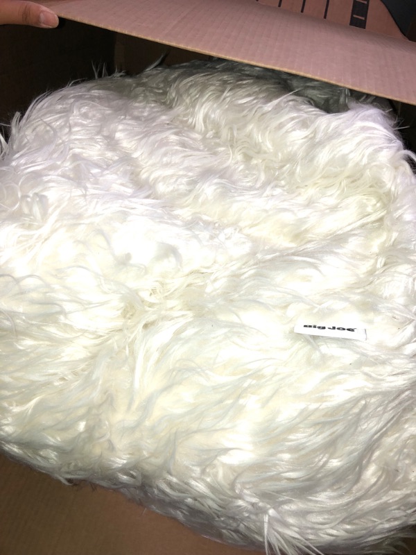 Photo 2 of "Big Joe Milano Beanbag Chair Ivory Shag" Ivory Shag Milano