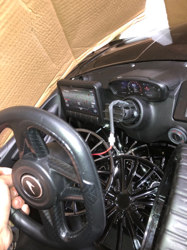 View 4 of MISSING CABLE UNABLE TO TEST** Ride on Car for Kids 12V Licensed McLaren Battery Powered Sports Car with 2 Speeds, Parent Control, Sound System, LED Headlights and Hydraulic Doors (Black)