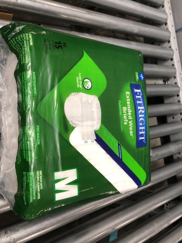 Photo 1 of Medline Extended Wear Overnight Adult Briefs with Tabs, Maximum Absorbency Adult Diapers, Medium (15 Count) Medium Bag