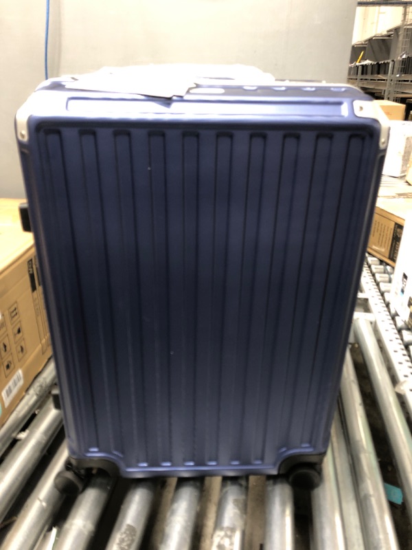 Photo 1 of *SEE NOTES* LUGGEX Hard Shell Checked Luggage with Aluminum Frame - 100% PC No Zipper Suitcase (Navy Blue Suitcase)

