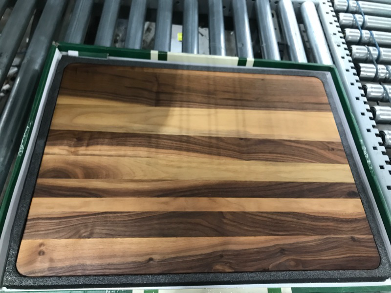 Photo 2 of ***DAMAGED***AZRHOM XXL Large Walnut Wood Cutting Board for Kitchen 24x18 (Gift Box) with Juice Groove Handles Non-slip Mats Thick Reversible Butcher Block Chopping Board Walnut Wood 24x18 inch