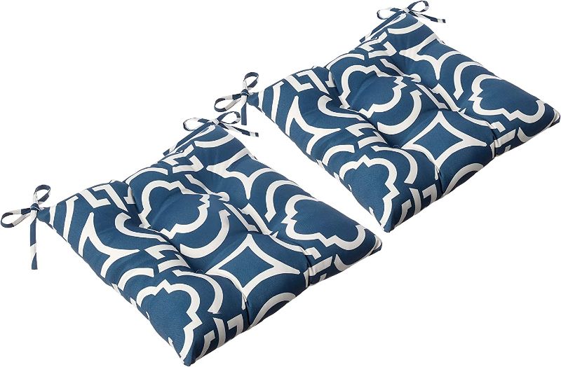 Photo 1 of 
Pillow Perfect Outdoor/Indoor Carmody Navy Tufted Seat Cushions (Square Back), 2 Count (Pack of 1), Blue