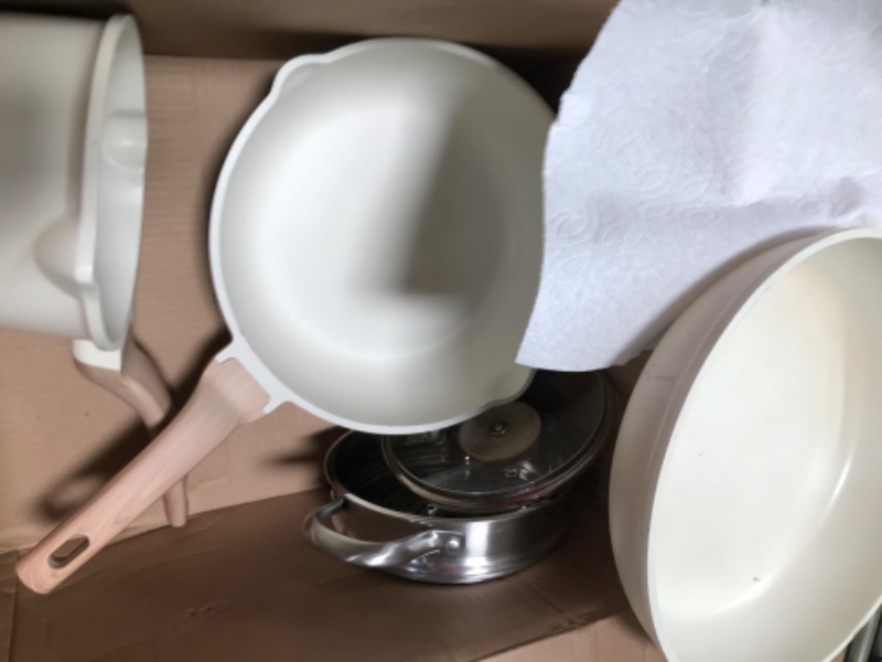 Photo 2 of 
CAROTE Pots and Pans Set Nonstick, White Granite Induction Kitchen Cookware Sets, 11 Pcs Non Stick Cooking Set w/Frying Pans & Saucepans(PFOS, PFOA Free)
Color:Cream White Granite Set
Size:11 pcs Cookware Set
