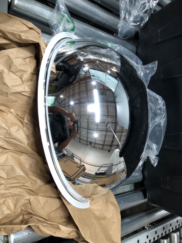 Photo 2 of 18” Acrylic Bubble Half Dome Mirror with Black Rim, Round Indoor Security Mirror for Driveway Safety Spots, Outdoor Warehouse Side View, Circular Wall Mirror for Office Use - Vision Metalizers (DPB1812)
