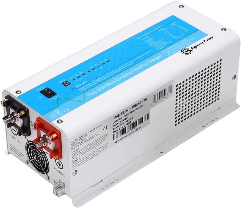 Photo 1 of Sigineer Power 1500W 12V Inverter Charger,12V DC to AC 110V 120V Pure Sine Wave Inverter,45A Battery Charger,Low Frequency,4500W Surge,GFCI,for RV,Truck,Boat,Backup
