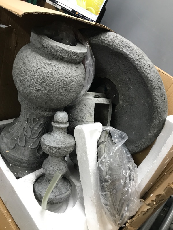 Photo 3 of **USED**
Teamson Home 2 Tiered ICY Stone Zen Floor Pedestal Waterfall Fountain with Pump for Outdoor Patio Garden Backyard Decking Décor, 53 inch Height, Stone Gray 53" Light Gray816780021292
