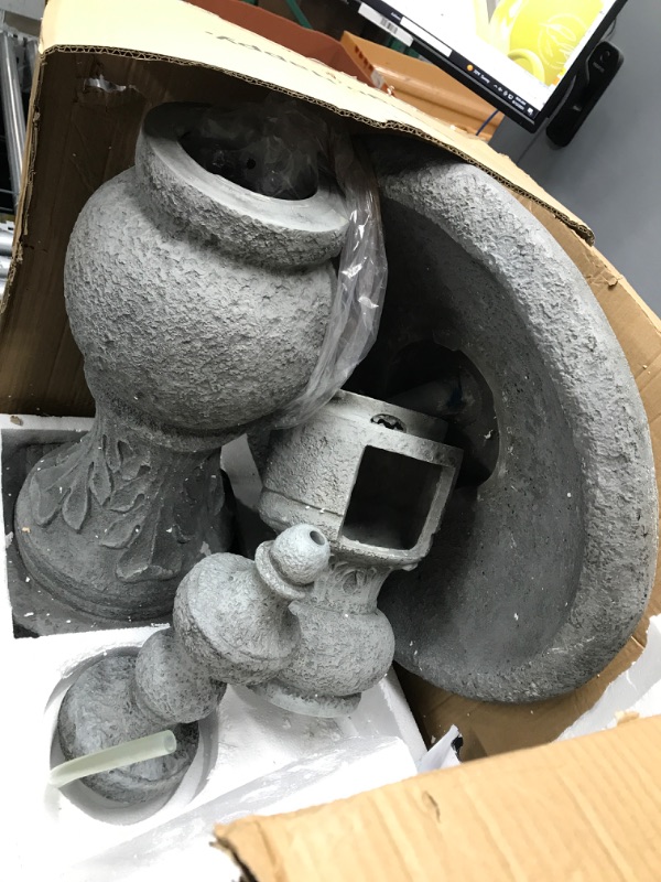 Photo 4 of **USED**
Teamson Home 2 Tiered ICY Stone Zen Floor Pedestal Waterfall Fountain with Pump for Outdoor Patio Garden Backyard Decking Décor, 53 inch Height, Stone Gray 53" Light Gray816780021292
