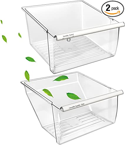 Photo 1 of [2 Pack] Upgraded 2188656 Fridge Crisper Drawer (UPPER) & 2188664 Fridge Crisper Bin (LOWER) Compatible with Whirlpool Kenmore Refrigerator Drawers with Humidity Control, Food-grade Materials
