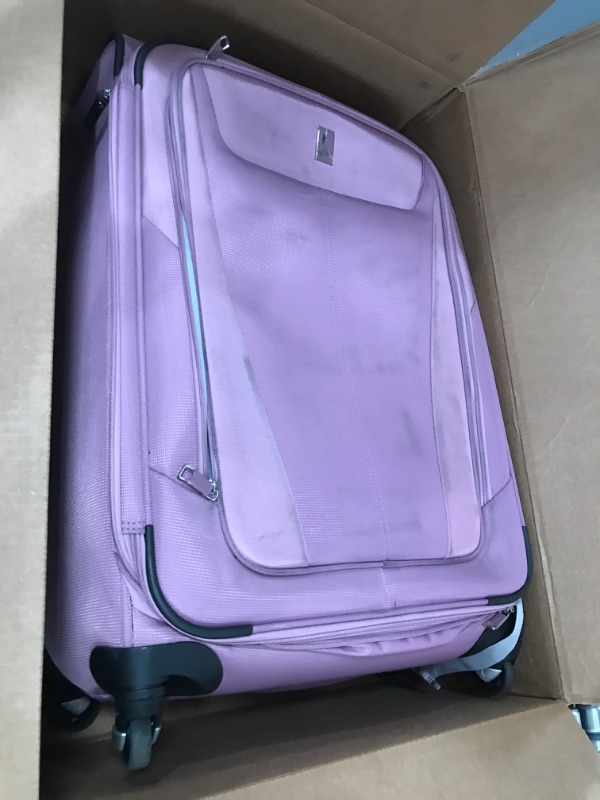 Photo 1 of Travelpro Maxlite 5 Softside Expandable Luggage with 4 Spinner Wheels, Lightweight Suitcase, Men and Women, Orchid Pink Purple, Checked-Medium 25-Inch Orchid Pink Purple Checked-Medium 25-Inch