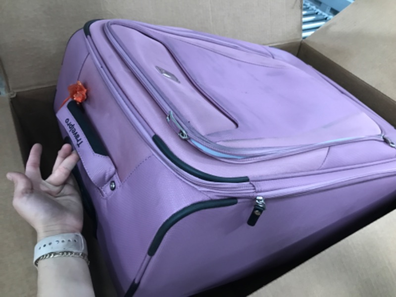Photo 1 of Travelpro Maxlite 5 Softside Expandable Luggage with 4 Spinner Wheels, Lightweight Suitcase, Men and Women, Orchid Pink Purple, Checked-Medium 25-Inch Orchid Pink Purple Checked-Medium 25-Inch