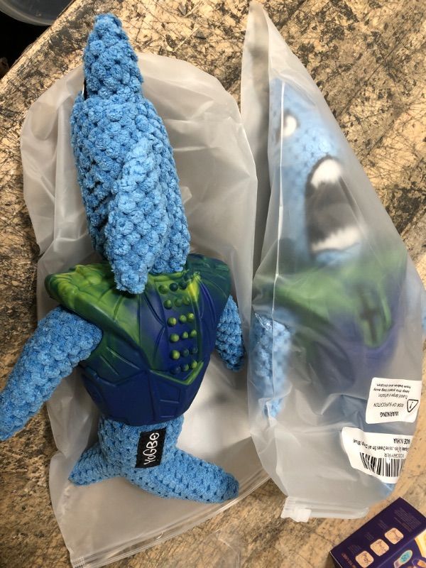 Photo 1 of 2 pk- Large Breed 4-in-1 Plush with Rubber Armor - Durable Stuffed Animal Chew Toys for Small, Medium, and Large Dogs blue 