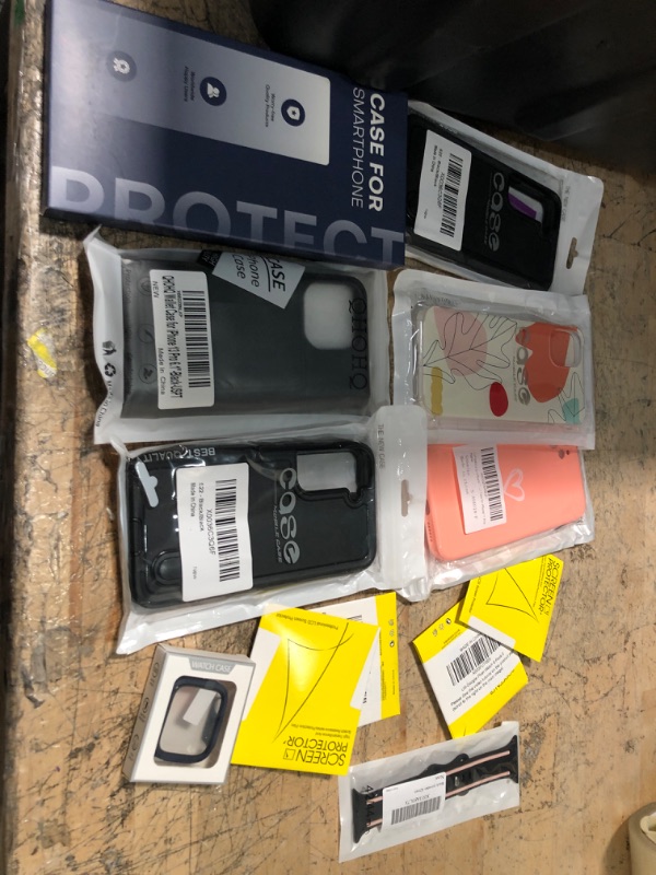 Photo 1 of miscellaneous bundle of assorted phone cases and electrical goods