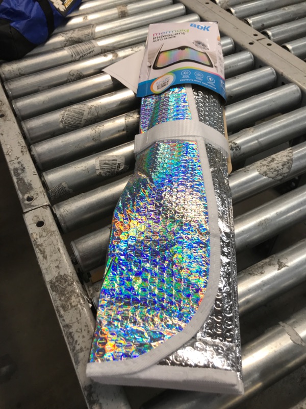 Photo 2 of BDK Sharper Image - Iridescent Mermaid, Hologram Foil, Chameleon Front Windshield Sun Shade, Double Bubble Accordion Folding Auto Sunshade for Car Truck SUV 58 x 27 Inch (SIAS-2531)