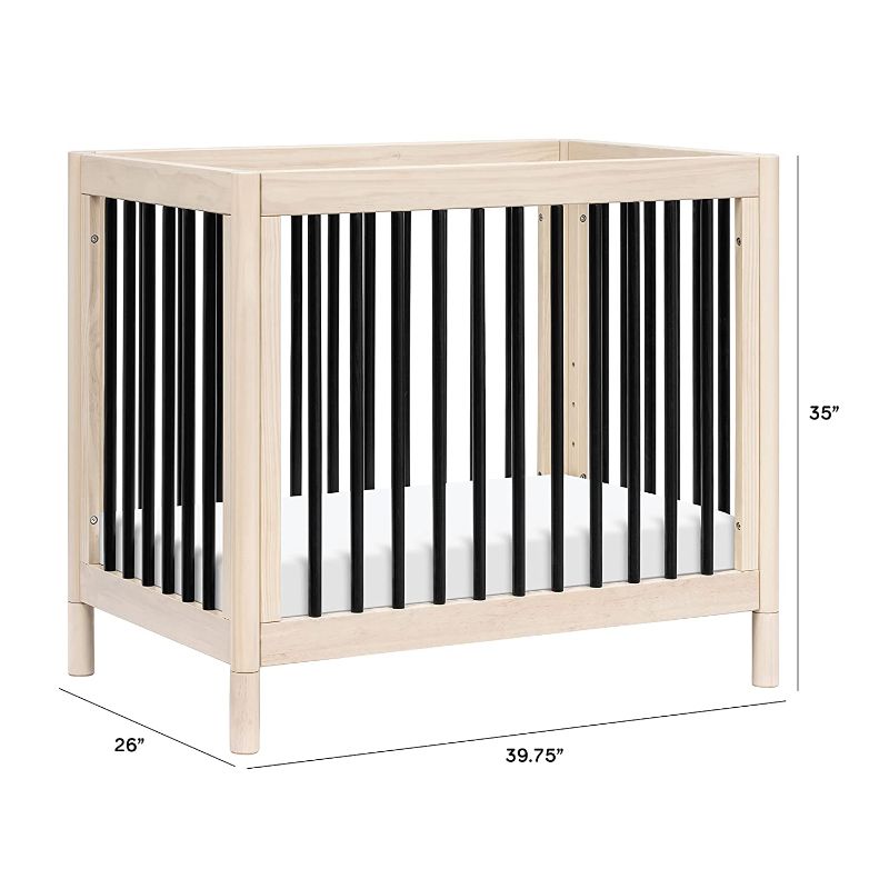 Photo 1 of Babyletto Gelato 4-in-1 Convertible Mini Crib in Washed Natural and Black, Greenguard Gold Certified
