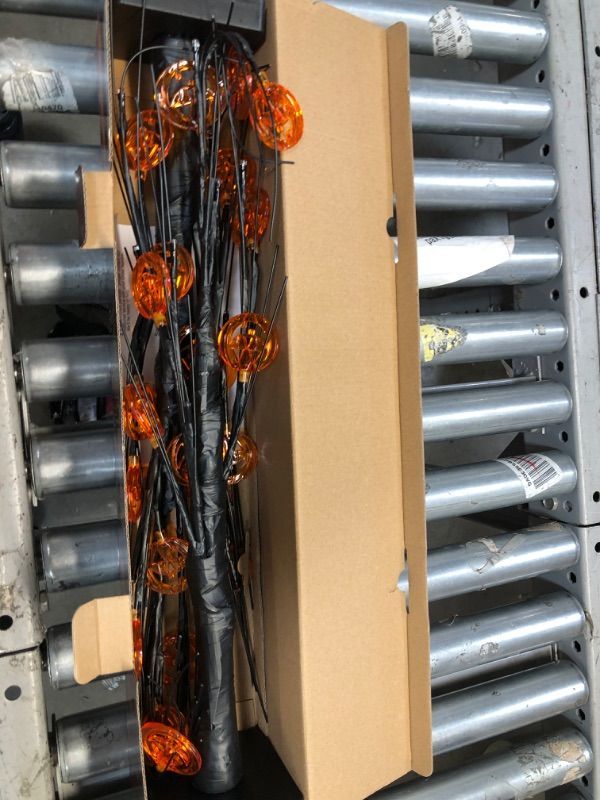 Photo 1 of Heceltt Tabletop Halloween Decorations, 24 Inch Light Up Trees with Pumpkin Faces, 24 LEDs Spooky Trees Battery Operated for Windows, Shelves and Fireplace Indoor, 2 Packs