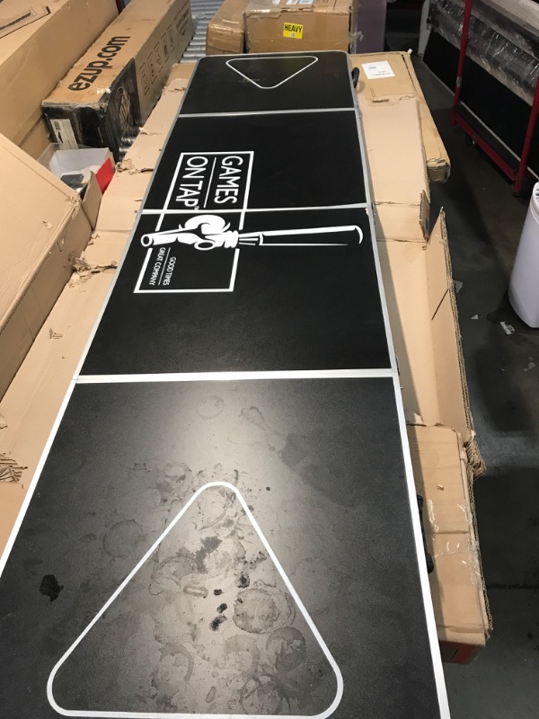 Photo 5 of Games On Tap Beer Pong Table, Portable and Foldable 8 Foot Long, Adjustable Height, Black, Ideal for College Tailgate Parties, 6 Pong Balls Included