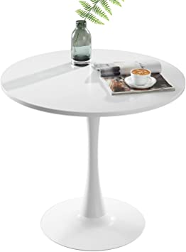 Photo 1 of *stock picture only used a reference, loose hardware* STYLIFING Dining Table 32" Mid-Century Modern Round Dining Table Coffee Table with Round Top and Pedestal Base in White