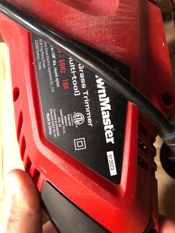 Photo 1 of LawnMaster Red Edition GT1644 Electric String Trimmer 10 Amp 16-Inch Corded Grass Trimmer Lightweight with Shoulder Strap
