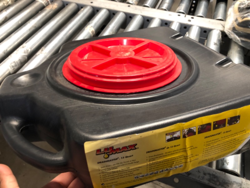 Photo 1 of LUMAX LX-1632 Black 15 Quart Drainmaster Drain Pan and Waste Oil Storage. Ideal for Oil Recycling, Drain Direct - No Oily Tub, Funnel, or Mess. No Mess to Clean-Up on Top or Side.