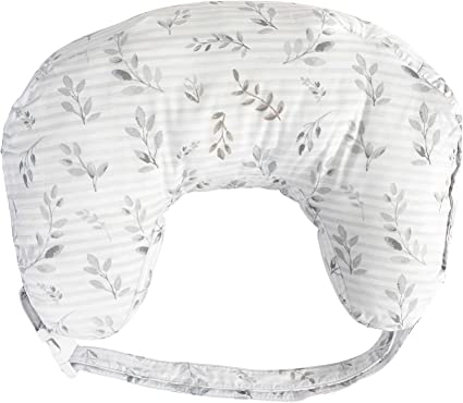 Photo 1 of Boppy Original Nursing Support, FKA Boppy Nursing Pillow, Gray Taupe Leaves, Ergonomic Breastfeeding, Bottle Feeding, and Bonding, Firm Hypoallergenic Fiber Fill, Removable Cover, Machine Washable
