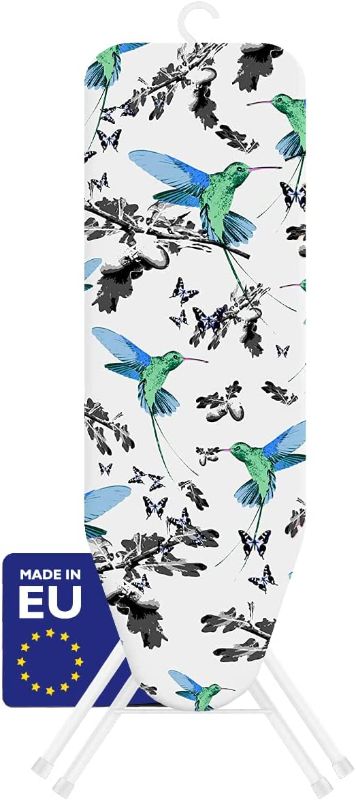 Photo 1 of Bartnelli Rorets Ironing Board Made in Europe | Compact Space Saving Smart Hanger Iron Board for Easy Storage | Lightweight, 4 Layer Cover Pad, 4 Leg, for Dorm, Laundry Room, or Small Space(43x13-35)
